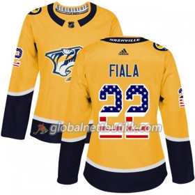 Nashville Predators Hockeydrakt Kevin Fiala 22 2017-2018 USA Flag Fashion Golden Adidas Authentic - Dame